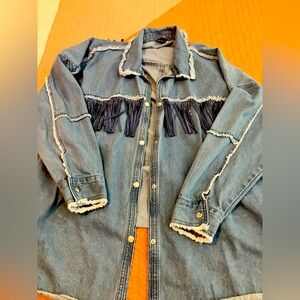 ARULA Blue Denim Fringe Jacket